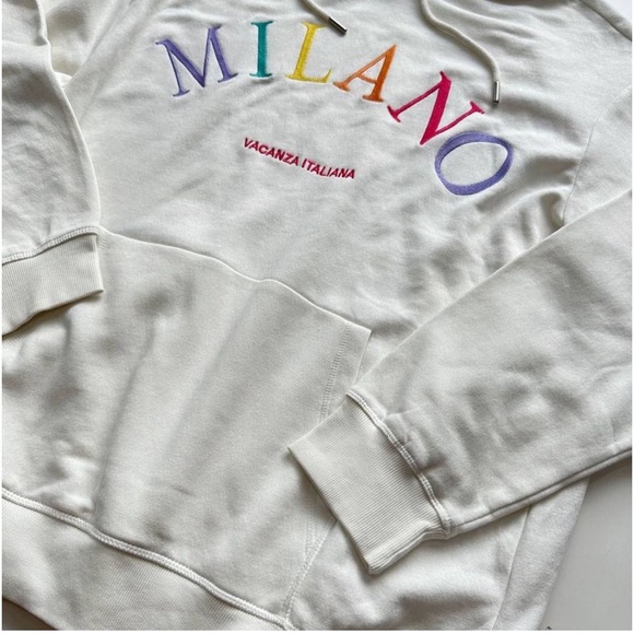 H&M Women’s M White Oversized Milano Embroidered Hoodie Sweatshirt - Picture 3 of 9
